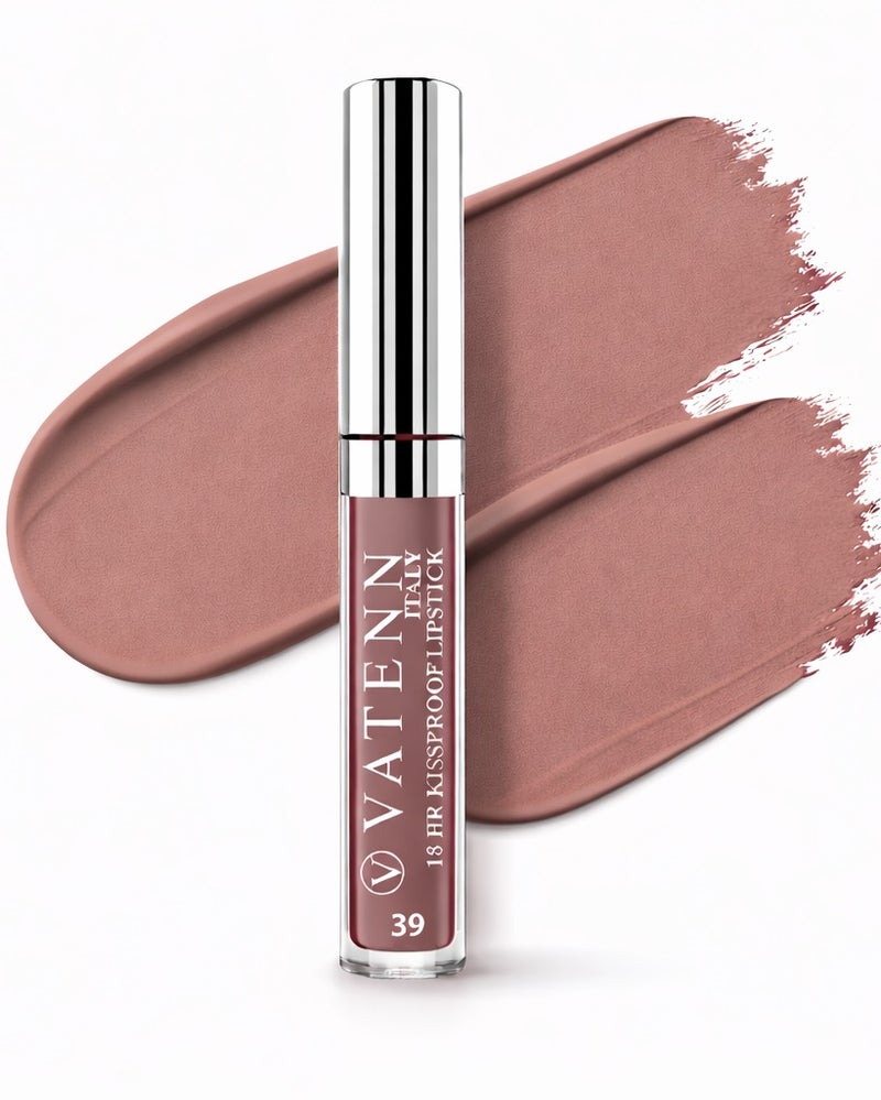 VATENN ITALY 18 Hr Kissproof Lipstick 39 Matte liquid lipstick, Lead-Free ,No Dry Feel, Weightless Feel, Vinyl Ink Kissproof /Lip Lingerie Transfer-Proof, All Day Wear. - Image 1